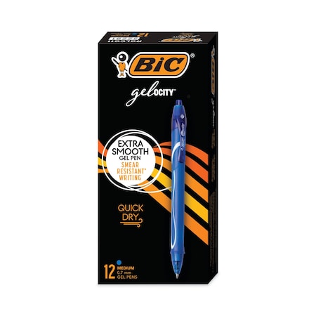 Bic Gelocity Quick Dry Retractable Ge, PK12 RGLCG11-BE
